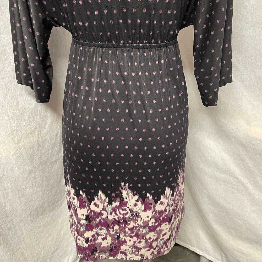 Soma Loungewear Empire Waist Tunic Dress Super Soft Black Purple Floral Sz XS - Picture 9 of 15